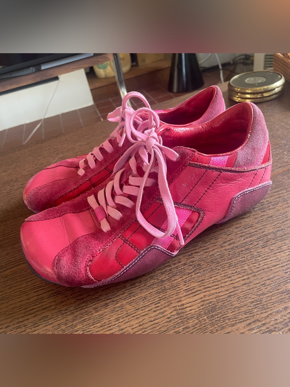 Women’s size 8.5 red & pink diesel running shoes